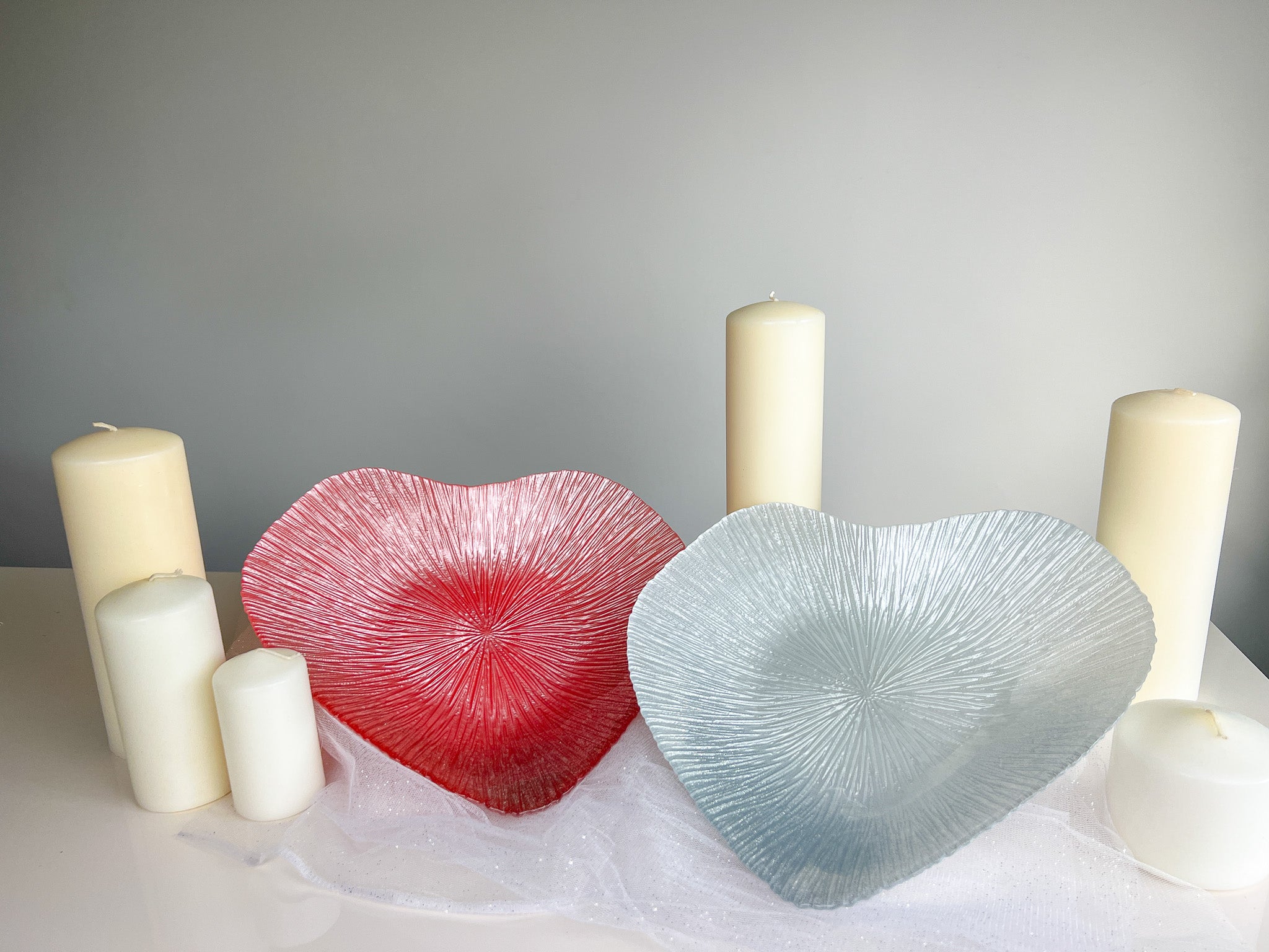 Glass Bowl - Heart Design - Silver
