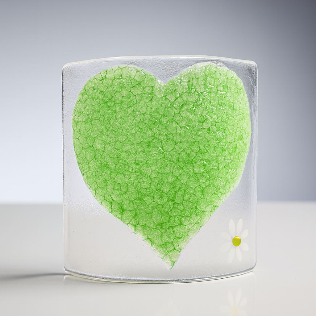 Glass Curve – Heart Shape in Lime (Handmade Decorative Ornament)