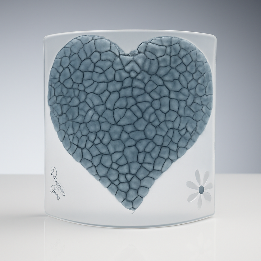 Glass Curve – Heart Shape in Grey (Handmade Decorative Ornament)