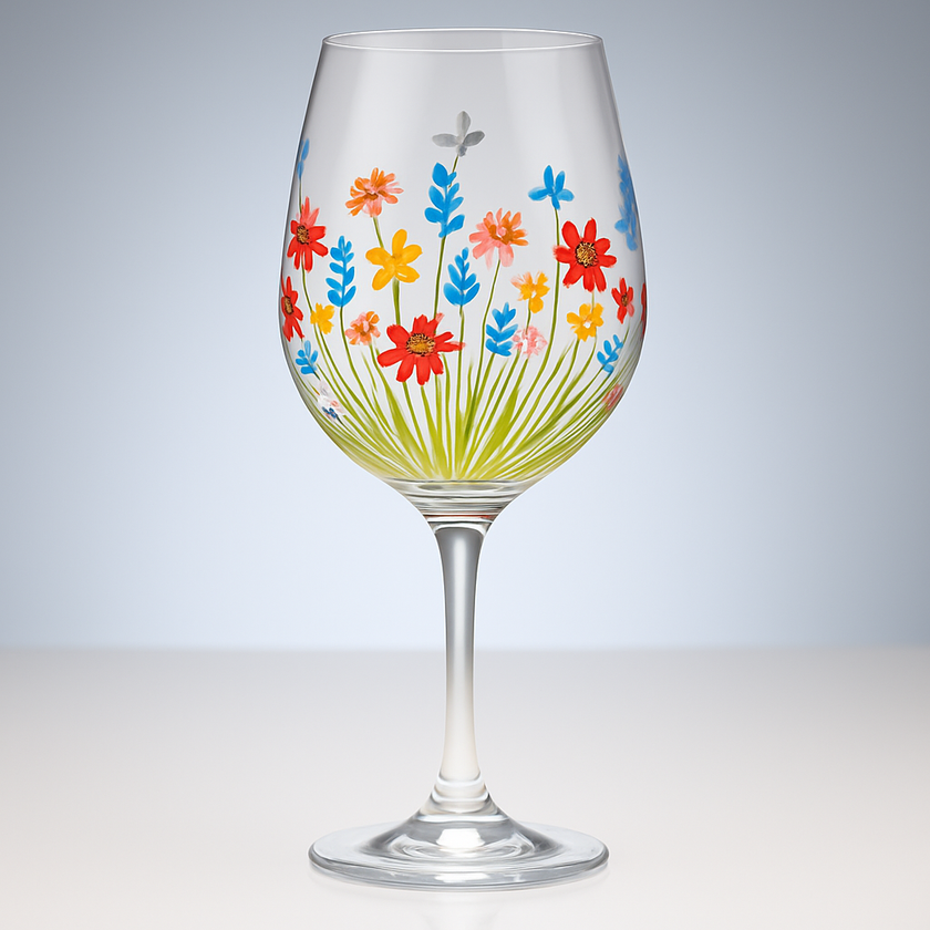 My Favourite Glass Daisy Meadow Wine Glass