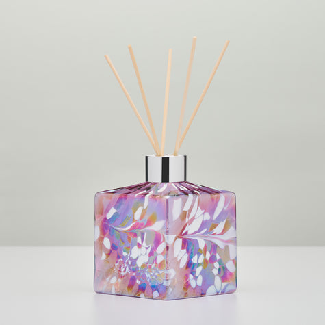 Violet Square Reed Diffuser – Handcrafted Glass Bottle (No Oil)