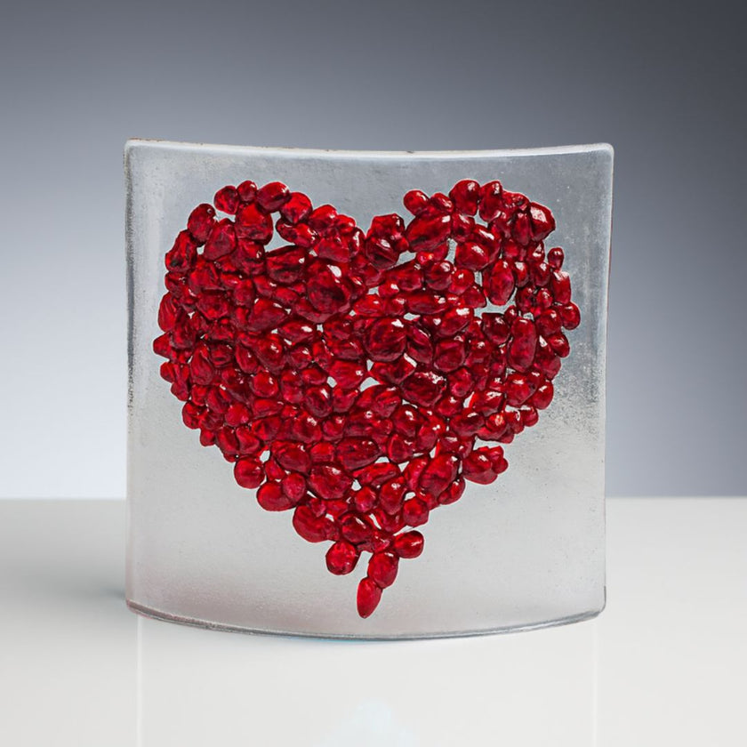 Glass Curve – Heart Shape in Red (Handmade Decorative Ornament)