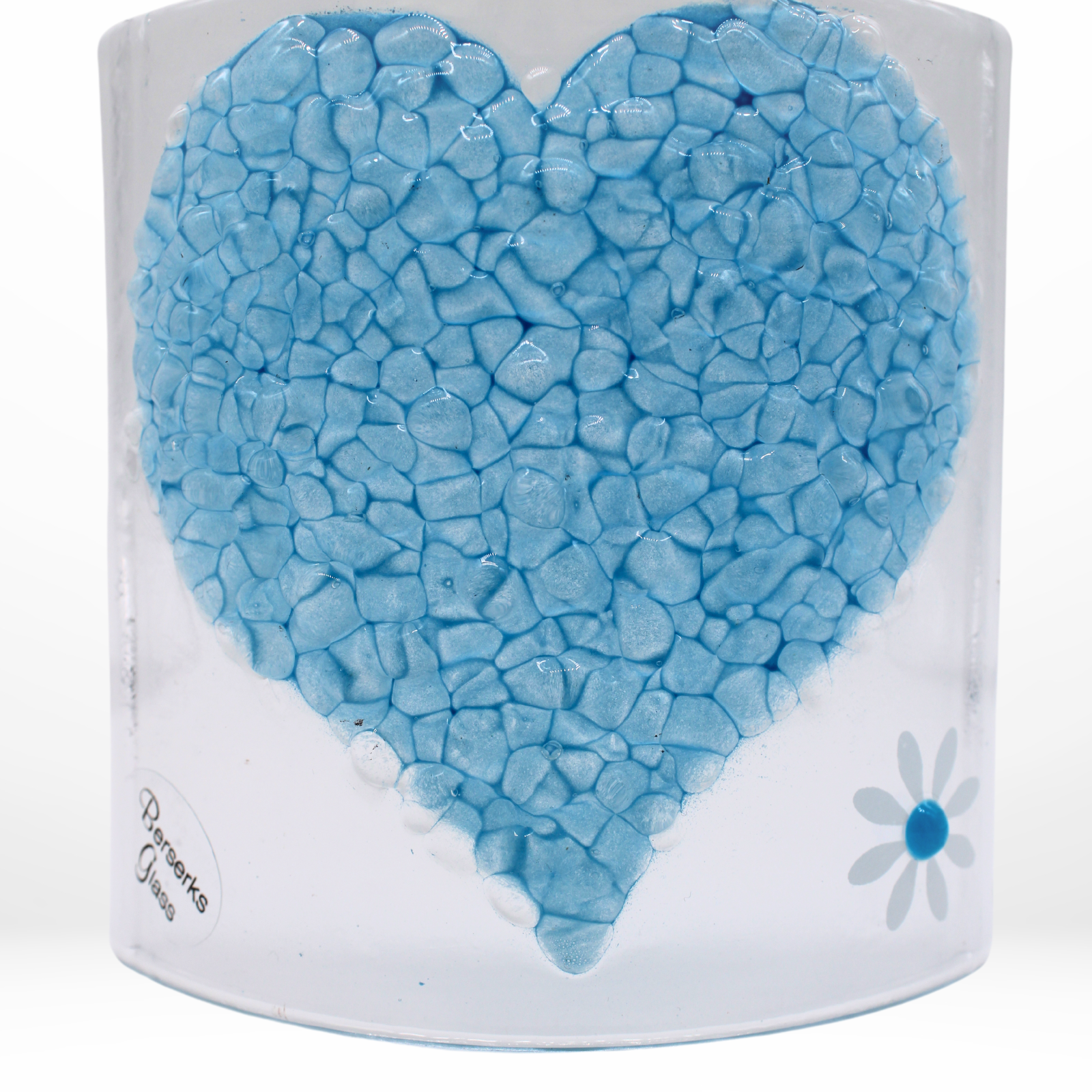 Glass Curve – Heart Shape in Blue (Handmade Decorative Ornament)