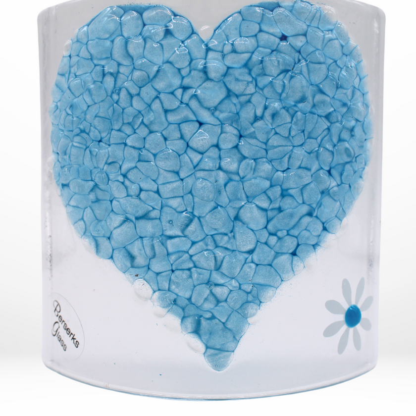 Glass Curve – Heart Shape in Blue (Handmade Decorative Ornament)