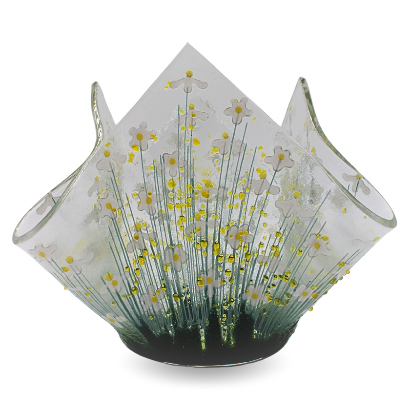 Handmade Fused Glass Small Tealight Holder – Daisy Design