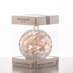 Birthstone Ball - June, Pearl - Aspire Art Glass
