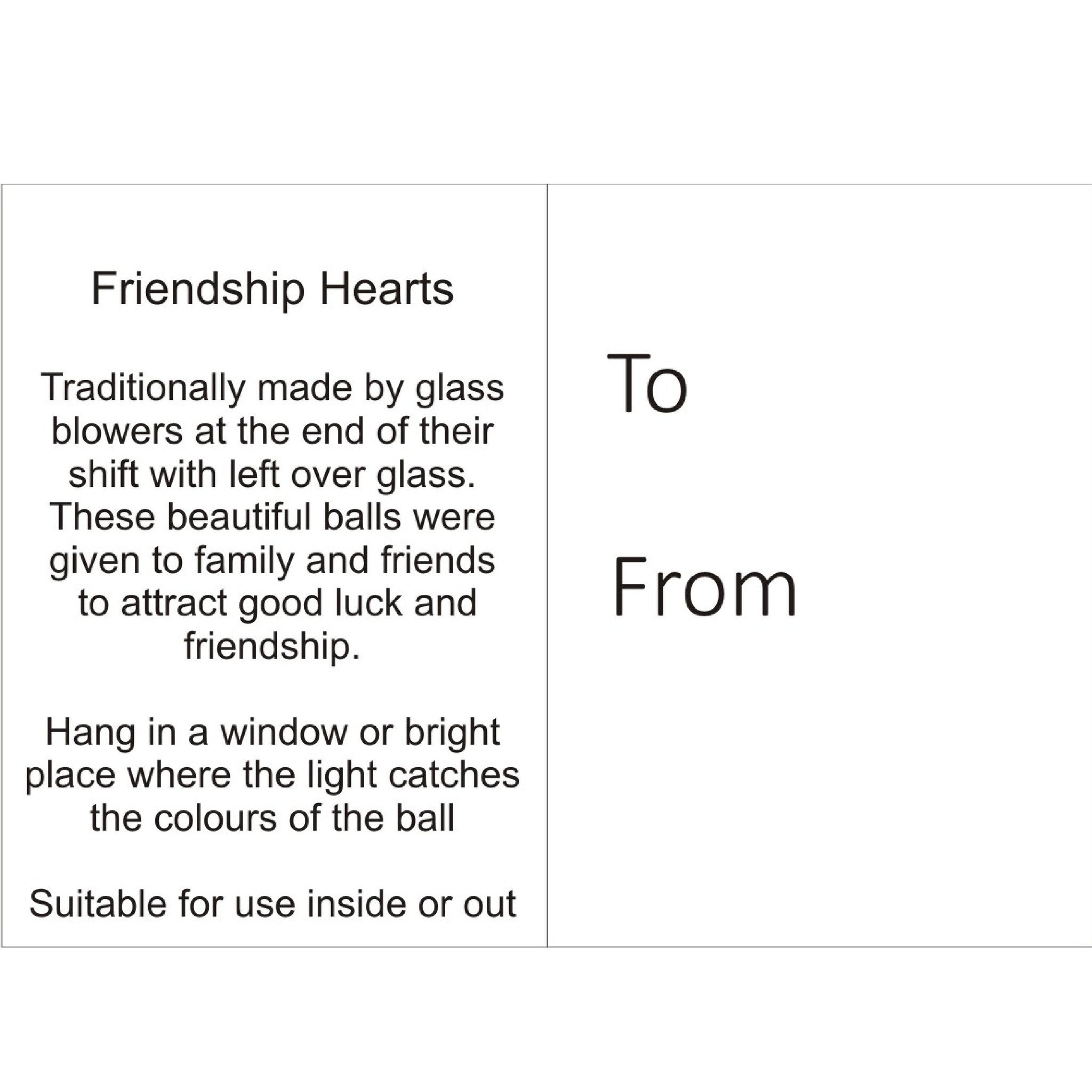 12cm Friendship Heart - Blue & Pink - Aspire Art Glass