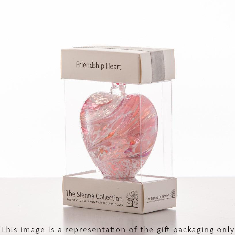 8cm Friendship Heart - Blue & Pink - Aspire Art Glass
