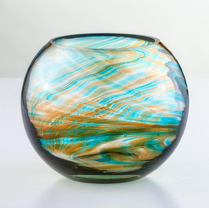 Blown Glass Tealight Holder - Turquoise - Aspire Art Glass