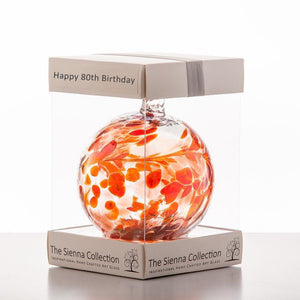 10cm Friendship Ball - Happy 80th Birthday - Aspire Art Glass