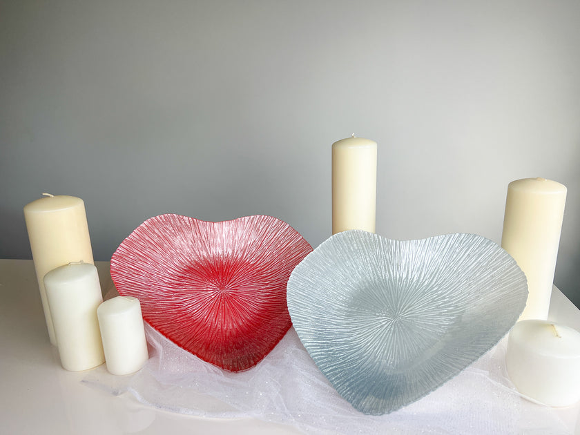 Glass Bowl - Heart Design - Silver