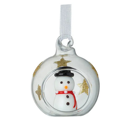 Glass Snowman in Globe Hanging Decoration | Handcrafted Christmas Ornament