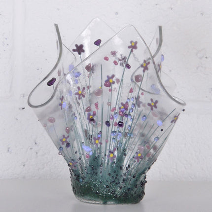 Handmade Fused Glass Large Tealight Holder – Violet Design