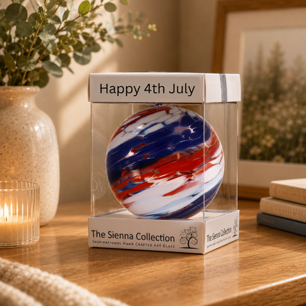 10cm Friendship Ball – Happy 4th July (Handmade Glass Keepsake)