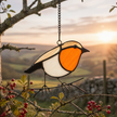 Hanging Stained Glass Bird - Robin