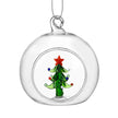Handcrafted Glass Christmas Tree Bauble with Red Star – 8cm Clear Ornament with Festive Detail