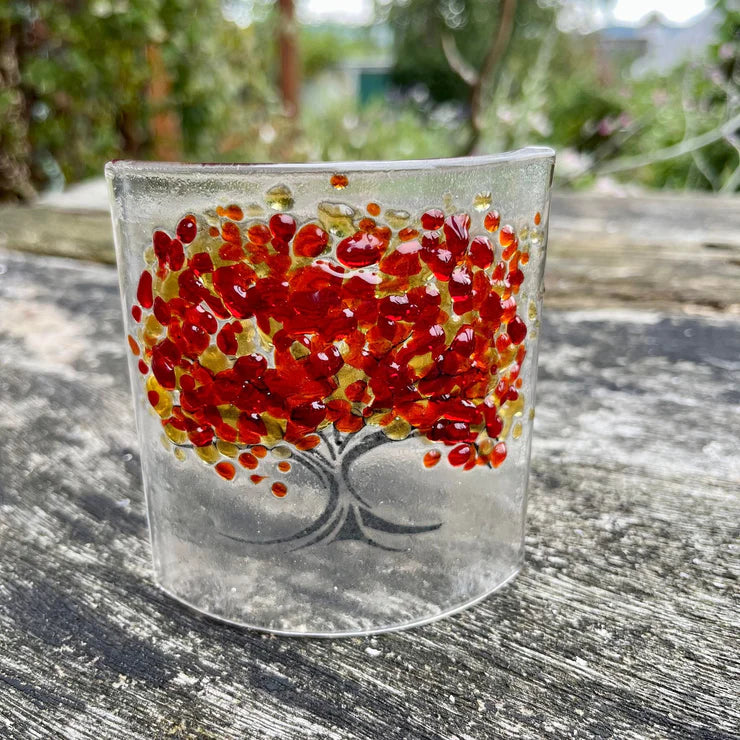 Glass Curve – Seasons Collection – Autumn Red (Handmade Decorative Ornament)