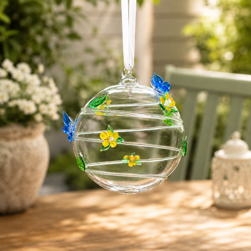 10cm Glass Globe – Wildlife Collection – Butterfly (Handcrafted Glass Ornament)