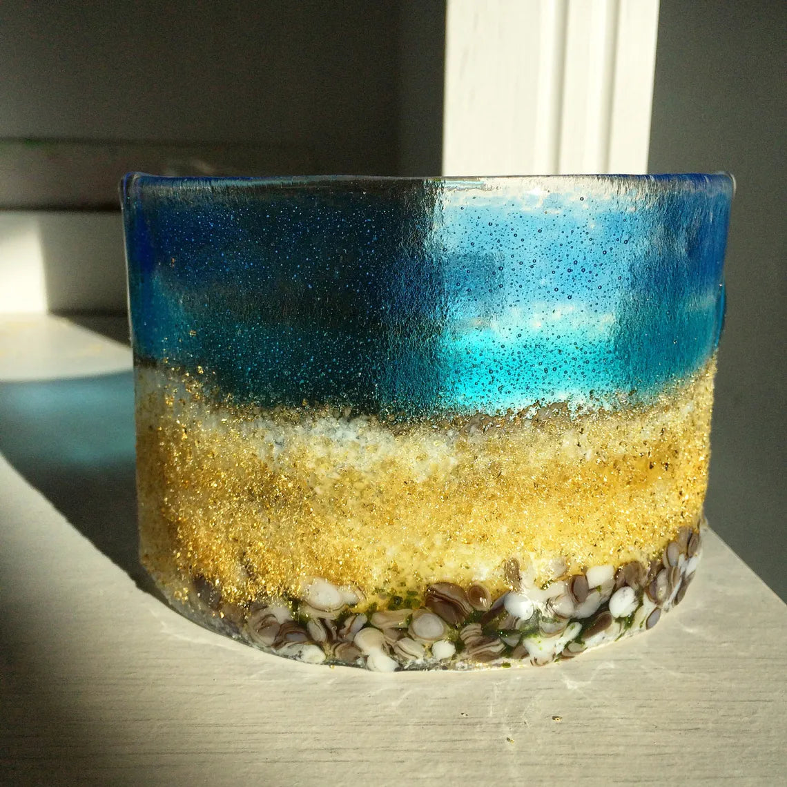 Handmade Fused Glass - Beach Curve by Pam Peters Designs