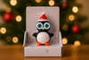 Mini Glass Penguin with Santa Hat
