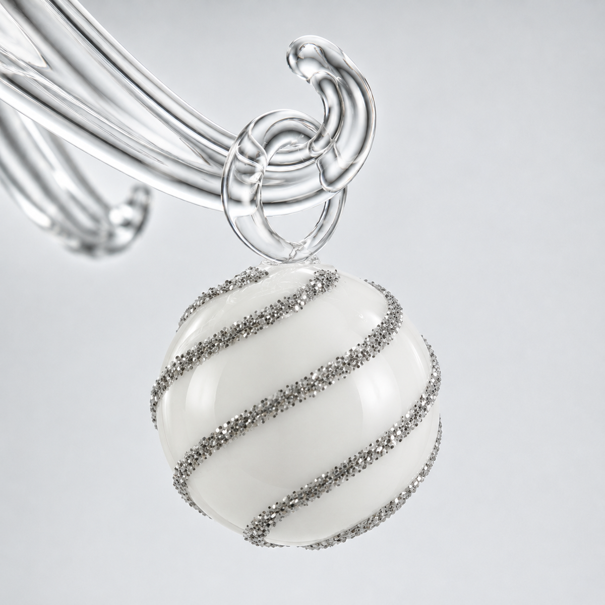 Glass Christmas Tree with Hanging Ornaments – 20cm – Clear/Silver
