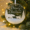 Fused Glass Merry Christmas Decoration with Polar Bears | Handmade in North Wales by Pam Peters Designs