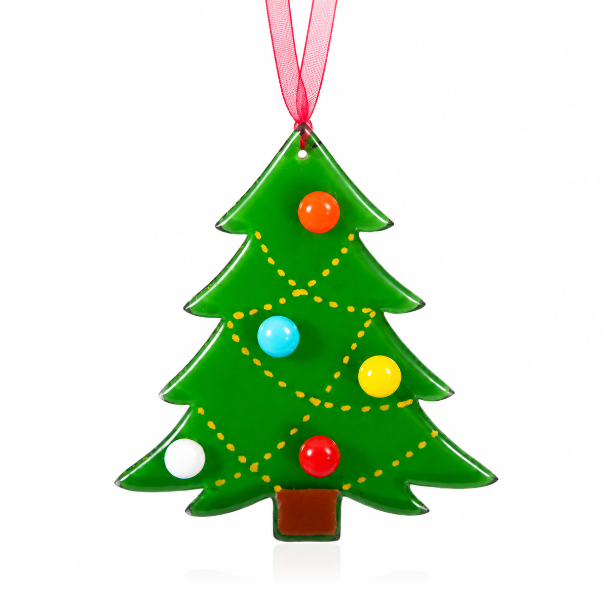 Handmade Fused Glass Christmas Tree Decoration : Small