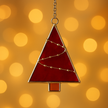 Stained Glass Christmas Tree Decoration –  Red Handmade Glass Ornament