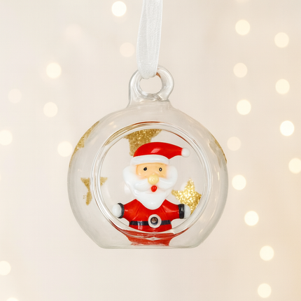 Glass Santa in Globe Hanging Decoration | Handcrafted Christmas Ornament