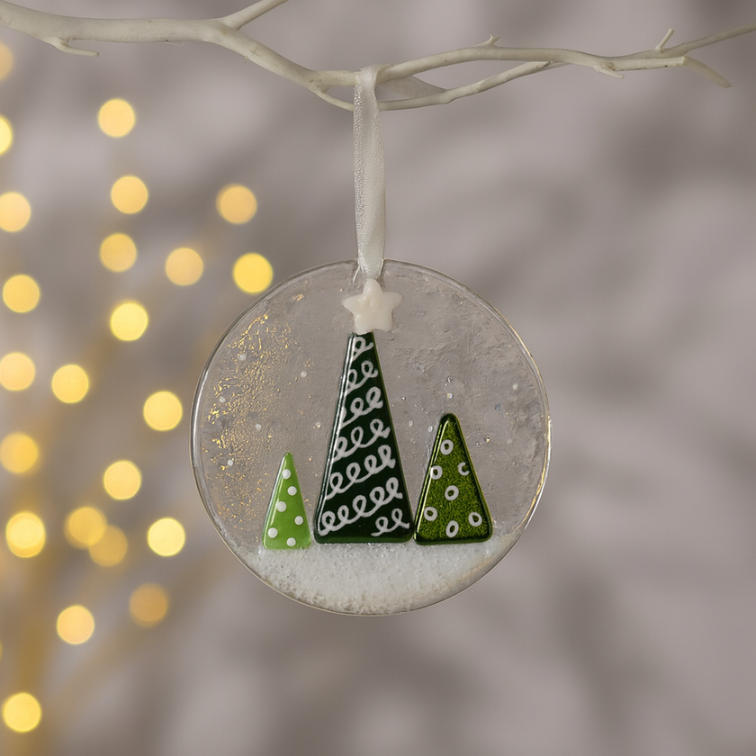 Handmade Fused Glass - Christmas Tree Ornament - Christmas Tree Globe