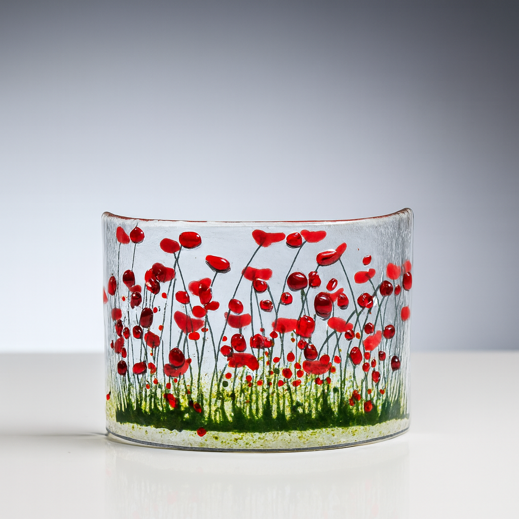 Handmade Fused Glass - Poppy Curve by Pam Peters Designs