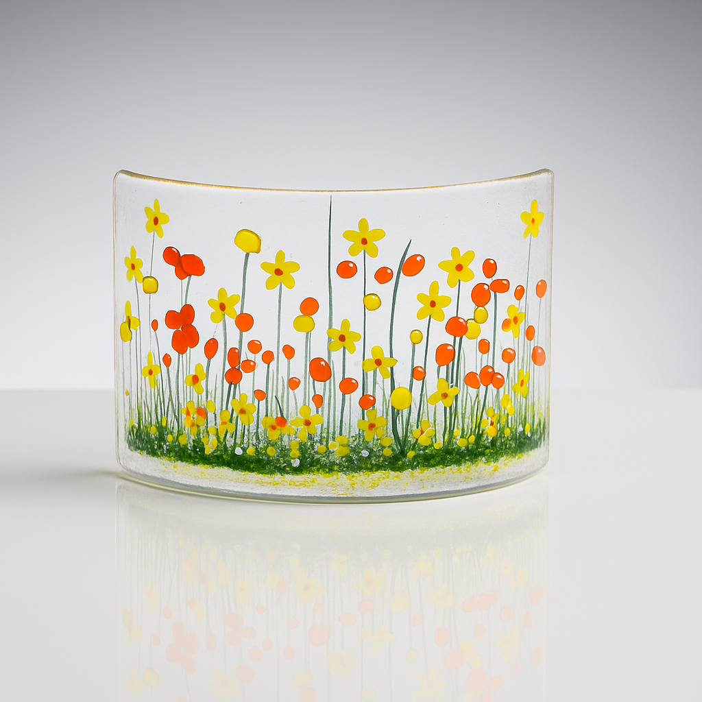 Handmade Fused Glass - Daffodil Curve by Pam Peters Designs