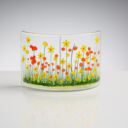 Handmade Fused Glass - Daffodil Curve by Pam Peters Designs