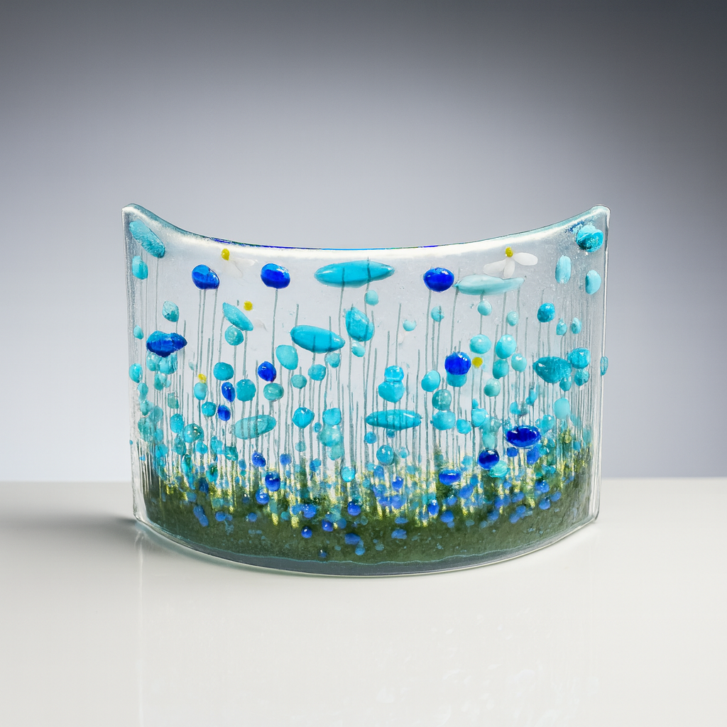 Handmade Fused Glass - Cornflower Curve by Pam Peters Designs