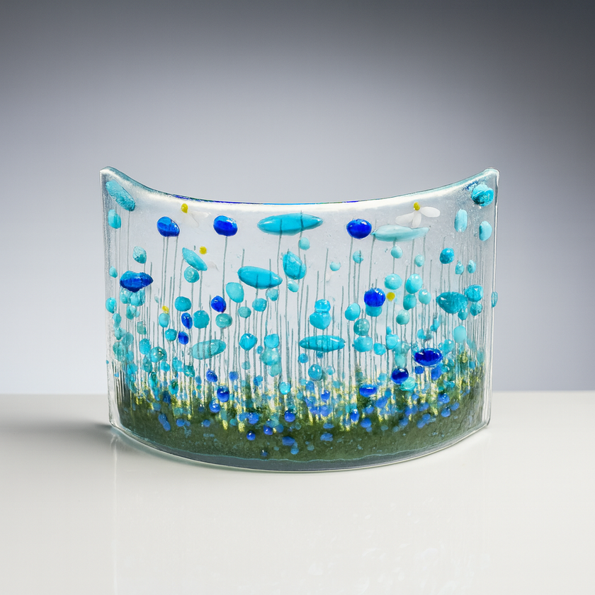 Handmade Fused Glass - Cornflower Curve by Pam Peters Designs