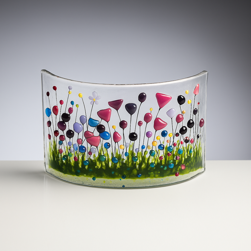 Handmade Fused Glass - Wildflower Curve By Pam Peters Designs