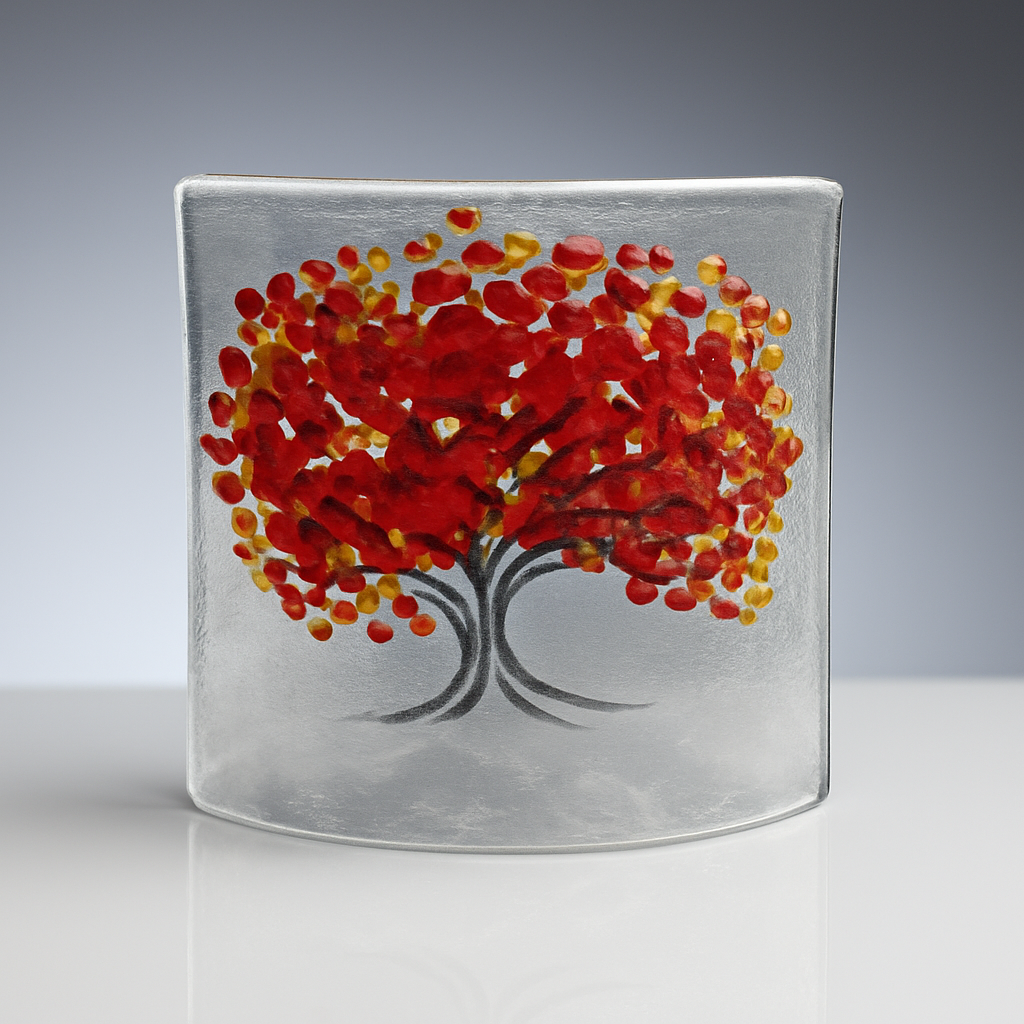 Glass Curve – Seasons Collection – Autumn Red (Handmade Decorative Ornament)