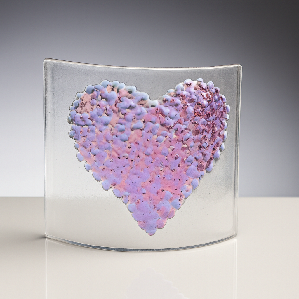 Glass Curve – Heart Shape in Lavender (Handmade Decorative Ornament)