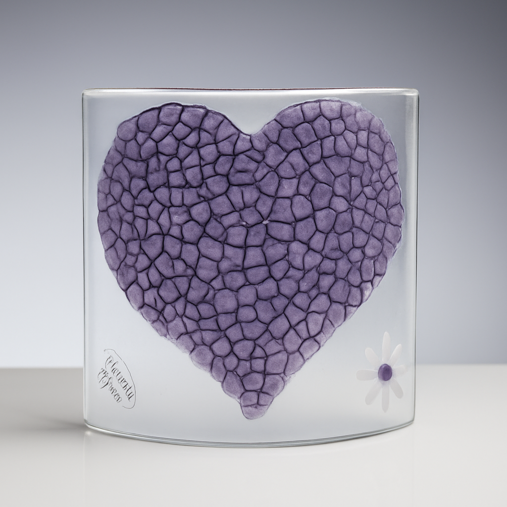 Glass Curve – Heart Shape in Purple (Handmade Decorative Ornament)
