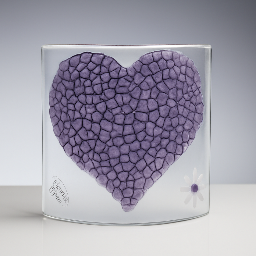 Glass Curve – Heart Shape in Purple (Handmade Decorative Ornament)