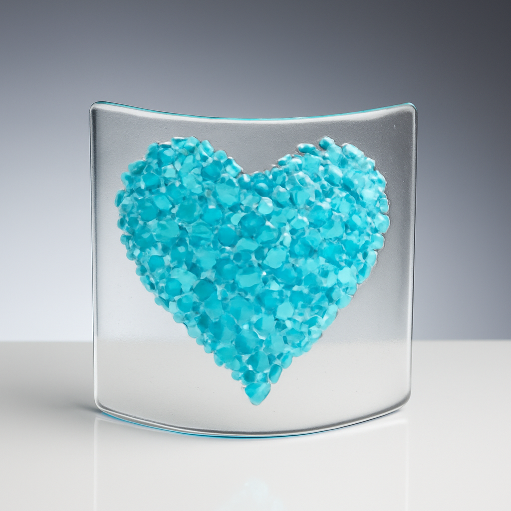 Glass Curve – Heart Shape in Turquoise (Handmade Decorative Ornament)