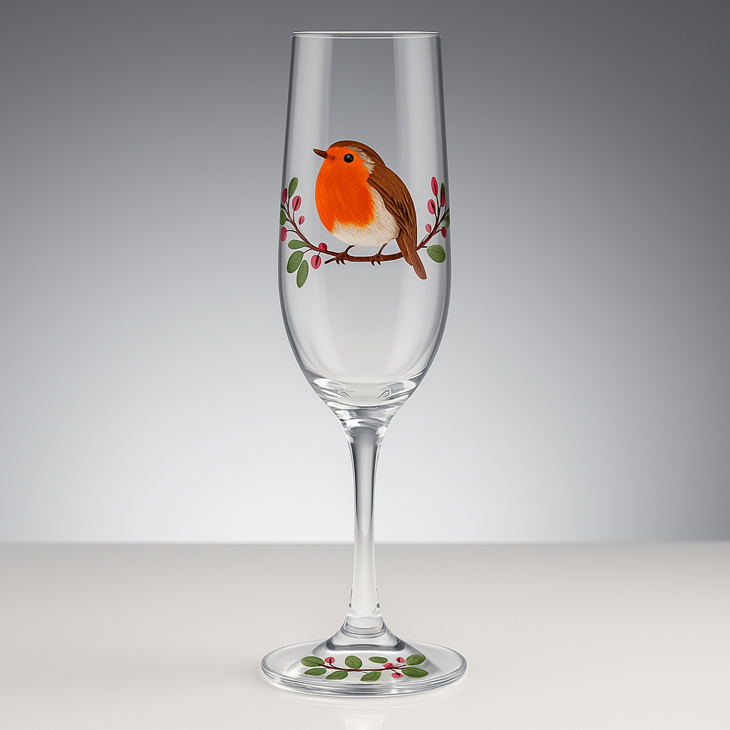 My Favourite Glass Xmas Robin Flute