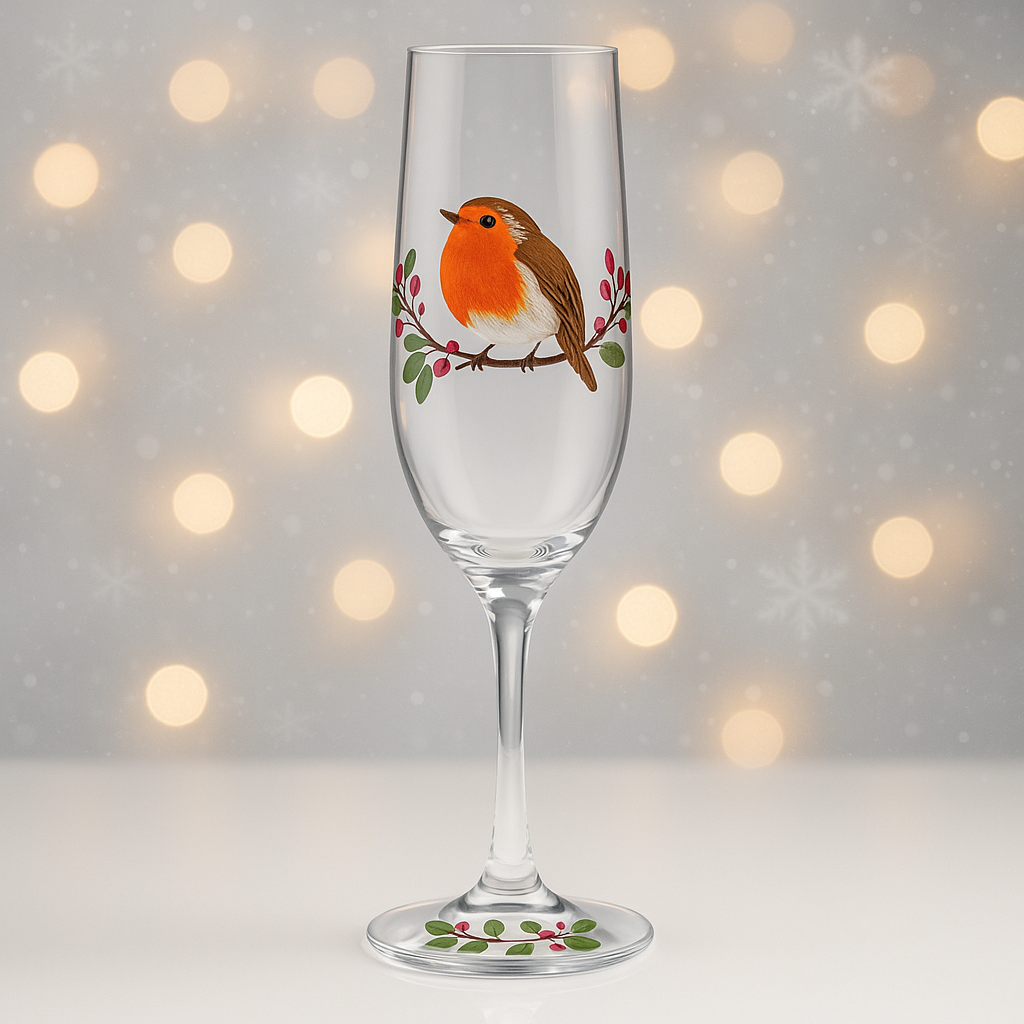 My Favourite Glass Xmas Robin Flute