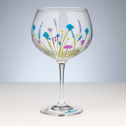 Handpainted Gin Glass - Lavender Meadow