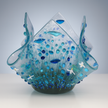 Handmade Fused Glass Tealight Holder – Cornflower Design (Small)
