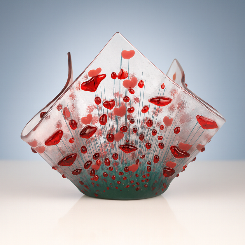 Handmade Fused Glass Small Tealight Holder – Poppy Design