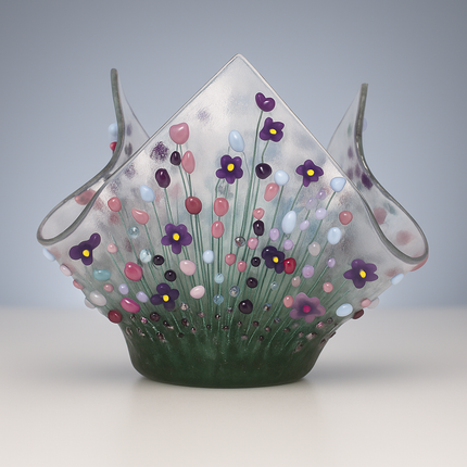 Handmade Fused Glass Small Tealight Holder – Violet Design