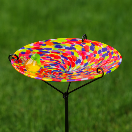 Multi Glass Bird Bath – Handcrafted Garden Ornament & Summer Gift