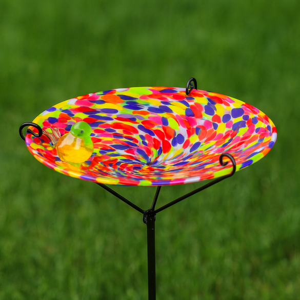 Multi Glass Bird Bath – Handcrafted Garden Ornament & Summer Gift