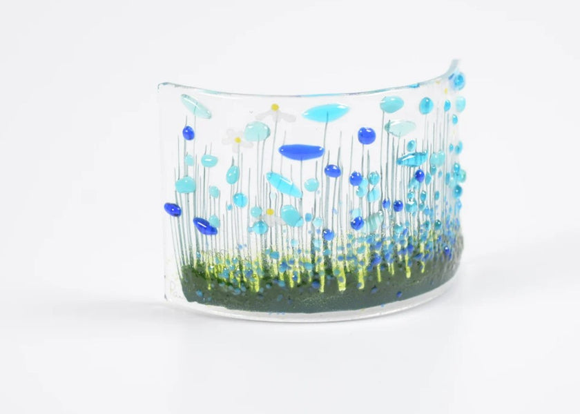 Handmade Fused Glass - Cornflower Curve by Pam Peters Designs
